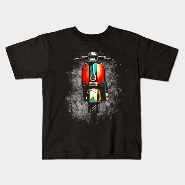 Motor Scooter Kids T-Shirt by podtuts